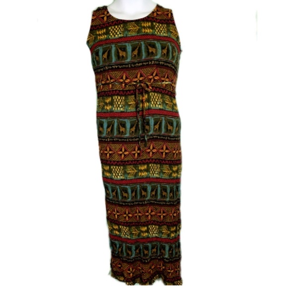 Just in Thyme safari giraffe print maxi stretch crape dress. Size 6 - Picture 1 of 7